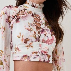 Karen Millen Floral chiffon corset blouse size 8p